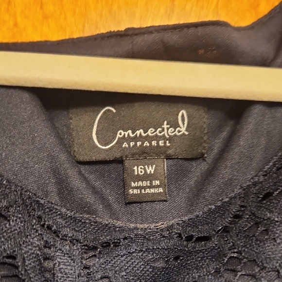 Connected Apparel Elegant Navy Long Sleeve Dress - Picture 2 of 2